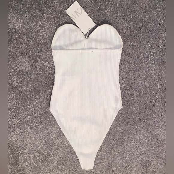 NWT ZARA White Strapless Bodysuit - Picture 2 of 5